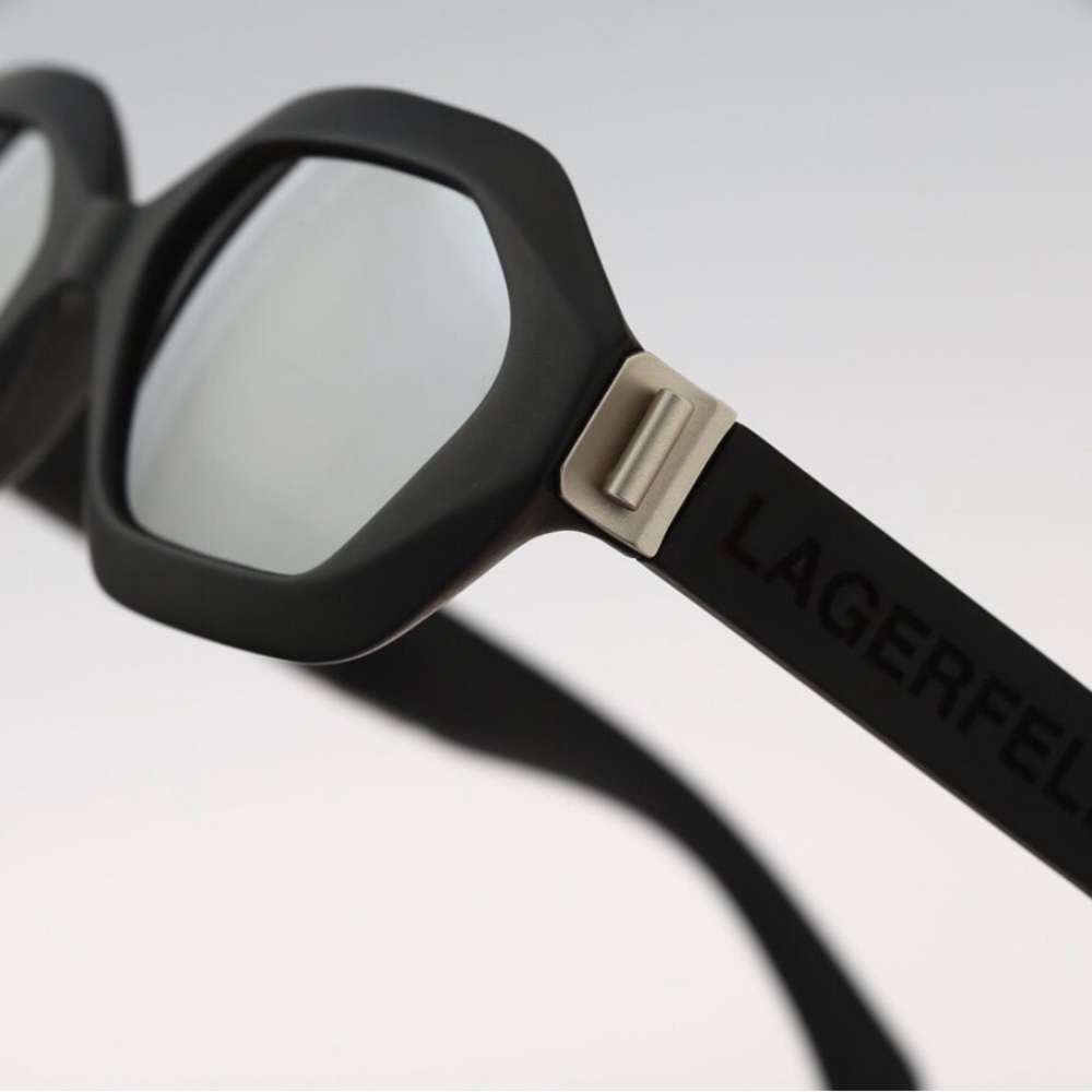 Lagerfeld Black Matte Geometric Sunglasses